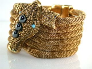 Designer Kara Ross Snake Jeweled Multi Strand Gold Plated Flexible