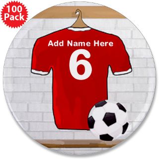 Football Buttons  Red Customizable Soccer footb 3.5 Button (100 pac
