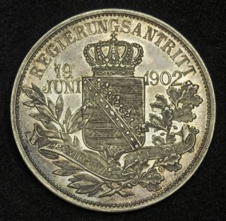 1902 Kindom of Saxony George I Silver Accession to The Throne Medal