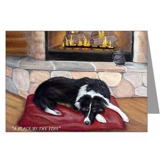 Border Collie Fireplace Greeting Card