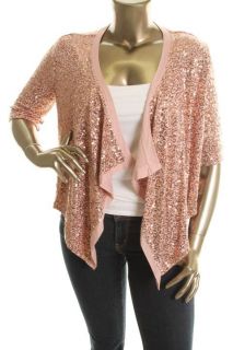 Karen Kane New Provence Pink Sequined Asymmetric Cropped Cardigan Top