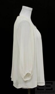 KAS Designs White Silk Sheer Tunic Top Size Large