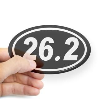 26.2 Euro Style Oval Sticker (White Oval on Black) for $4.25