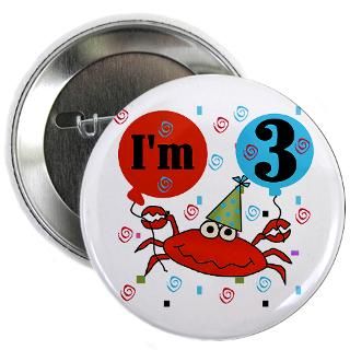 Crab 3rd Birthday Button  Silly Crab Birthday  peacockcards