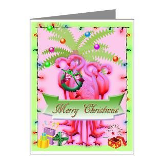 Gifts > Bows Note Cards > Christmas Card Pink Flamingos (Pk of 10