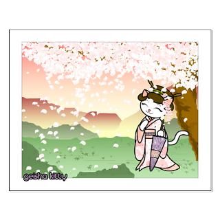 Cherry Blossom Geisha Kitty 16 x 20 Poster  Geisha Kitty Boutique