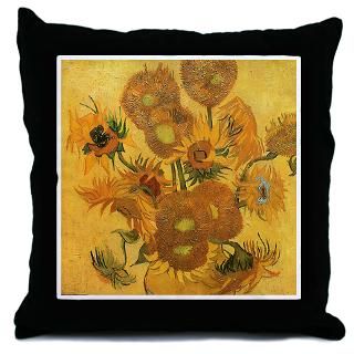 Van Gogh 15 Sunflowers Throw Pillow