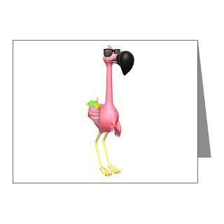 Animal Note Cards  Funny Tropical Flamingo Note Cards (Pk of 20