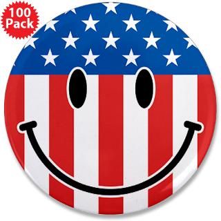 4Th Of July Gifts  4Th Of July Buttons  Patriotic Smiley [round