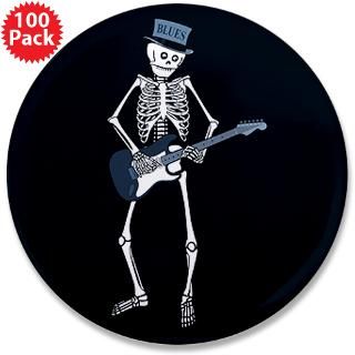 Bluesman Gifts  Bluesman Buttons  Skeleton Guitarist 3.5 Button
