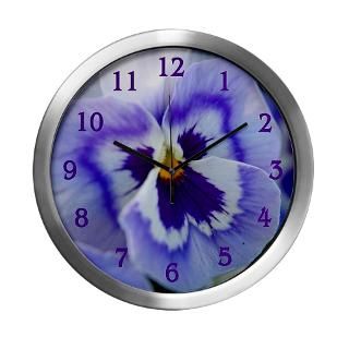 Purple Peekaboo Pansy Large Modern Wall Clock for $42.50