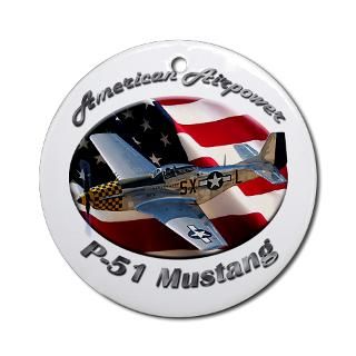 Force Gifts  Air Force Home Decor  P 51 Mustang Ornament (Round