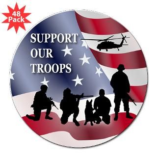  Support our Troops 3 Lapel Sticker (48 pk