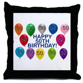 50 Gifts  50 More Fun Stuff  Happy 50th Birthday Throw Pillow