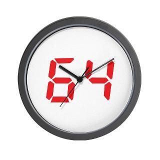64 sixty four red alarm clock Wall Clock for $18.00