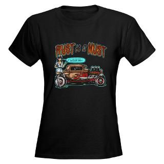 rust is a must rat rod pinup women s dark t shirt $ 25 98