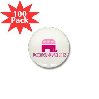 Romney Buttons  Pink Elephant Romney/Ryan 2012 Mini Button (100 pa