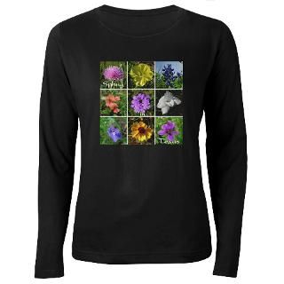 Texas Wildflowers Womens Long Sleeve Dark T Shirt