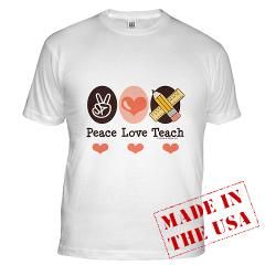 Peace Love Teach Teacher T Shirt by chrissyhstudios
