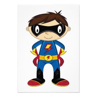 Cute Superhero Boy Custom Invitation
