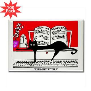 musical black cat Rectangle Magnet (10 pack)