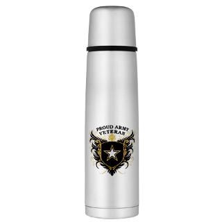 Army Gifts  Army Drinkware  Proud Army Veteran Large Thermos