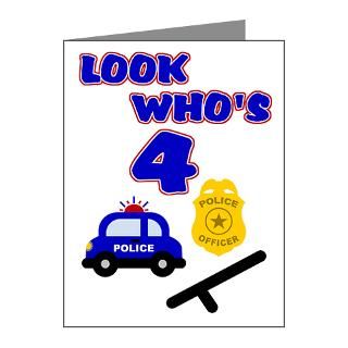 Police Birthday Invitation 4 Note Cards (Pk of 10) for