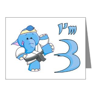 Note Cards  Elephant Karate 3rd Birthday Invitations (10 Pk