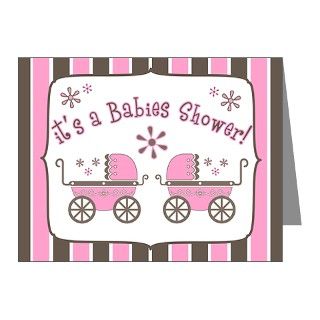 Twins Note Cards  Babies Shower   Twin Girls Invitations (Pk of 10
