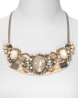 Cara Accessories Stone Bib Necklace with Chain Back