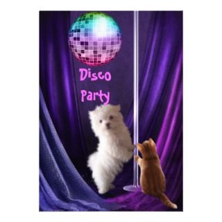  Birthday Party Supplies on Invitation Disco Party Dog Cat Maltese Puppy