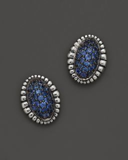 Lagos Muse Sterling Silver Fluted Earrings with Blue Sapphire