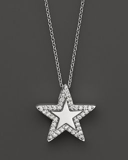 Diamond Star Pendant Necklace in 14K White Gold, .15 ct. t.w., 18
