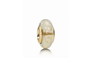 PANDORA Charm   Murano Glass & 14K Gold White Spirals