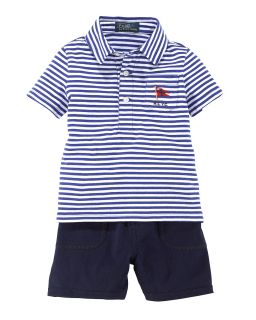 Boys Striped Polo & Short Set   Sizes 9 24 Months