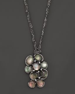 Black Mother Of Pearl & Diamond Pendant Necklace, 24
