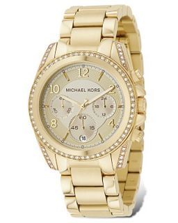 Michael Kors Gold Plated Stainless Steel Chronograph Watch with Clear