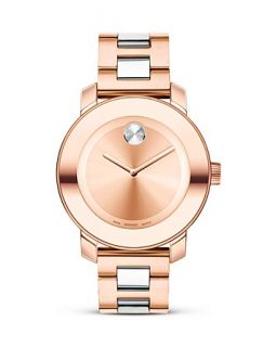 Movado BOLD Medium Two tone Rose Gold Plated Stainless Steel Watch
