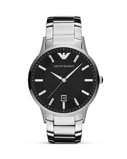 Emporio Armani Silver and Black Stainless Steel Watch, 43mm