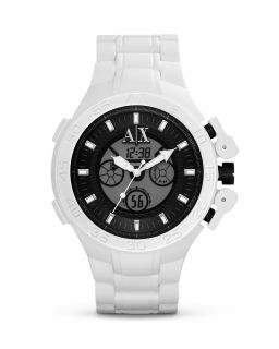 Armani Exchange White Matte Silicone Chronograph Watch, 50mm