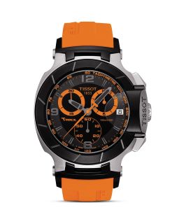 Tissot T Race Mens Black Quartz Chronograph Orange Rubber Watch, 50mm