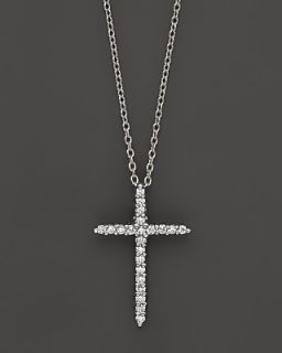 Roberto Coin Diamond Cross Necklace Set In 18K White Gold, 18
