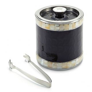 Classic Double Wall Covered Ice Bucket & Tongs, 6.75