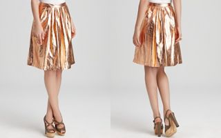 Moschino Cheap and Chic Skirt   Pleated Metallic _2