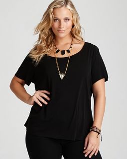 eileen fisher plus size stretch silk tee price $ 128 00 color black