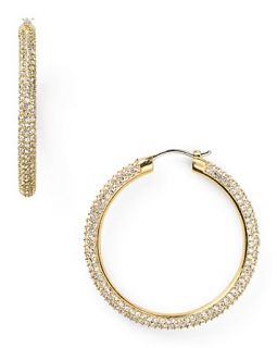 michael kors pave hoop earrings price $ 145 00 color gold quantity 1 2