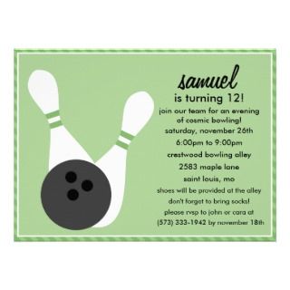 Bowling Birthday Party Invitations on Pin Stripes Bowling Birthday Party Custom Invitations