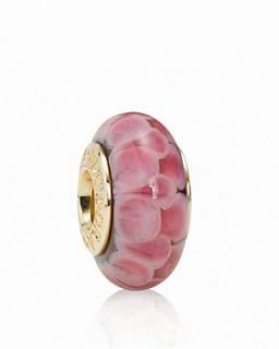 PANDORA Charm   Murano Glass & 14K Gold Pink Lotus