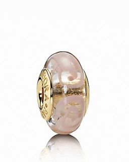 PANDORA Charm   Murano Glass & 14K Gold Pink Spirals