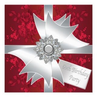 21st Birthday Party Supplies on Diamond Bow Womans Red Rose 60th Birthday Party Announcement
